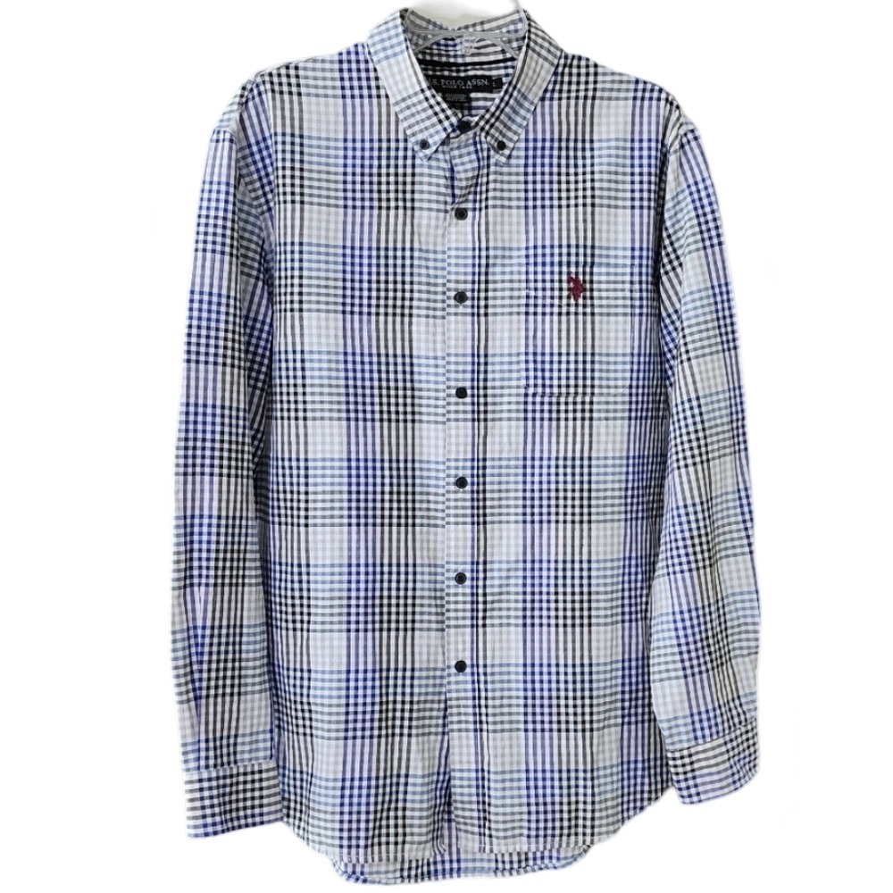 U.S. Polo Assn. Multicolor Plaid Button-down Dress Shirt Men's‎ Large